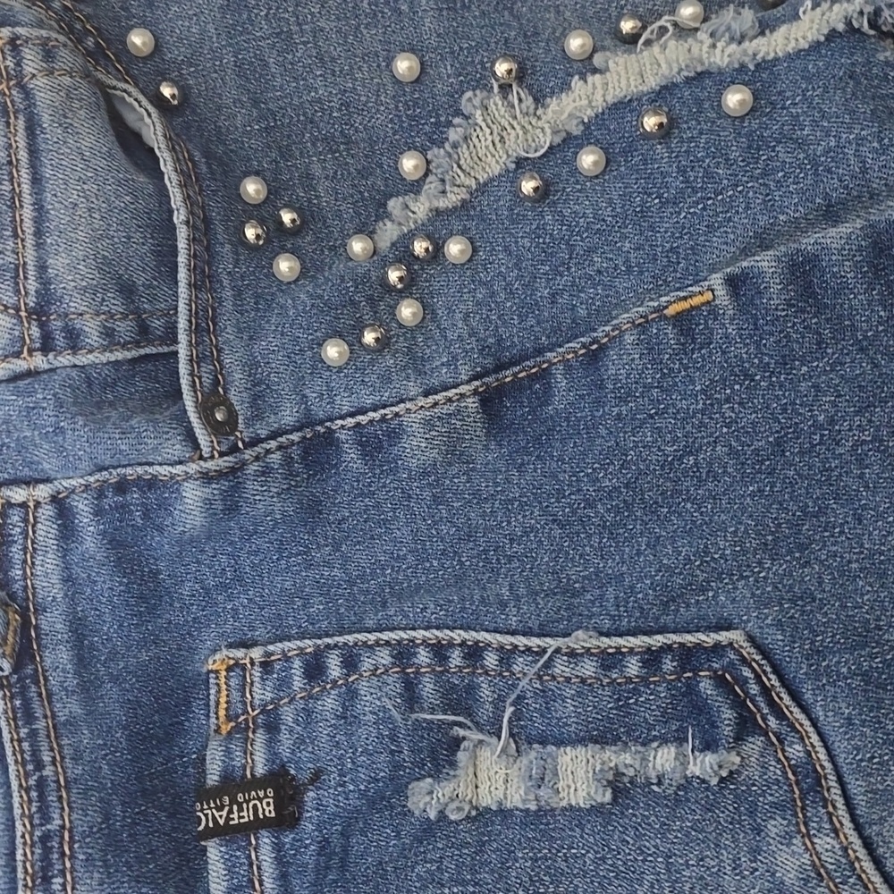 Buffalo David Bitton Jeans Womens Size 2 Blue Distressed Embellished Details - Picture 15 of 16